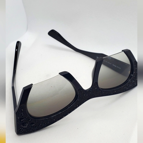 MIU MIU -RASOIR Rock Sunglasses Cat Eye with black rhinestones-Frame and lens - Picture 7 of 11